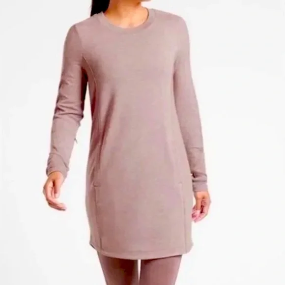 Athleta Womens Balance Sweatshirt Long Sleeve Dress XXS Mauve (pink/purple) Athleta Womens Balance Sweatshirt Long Sleeve Dress XXS Mauve (pink/purple)